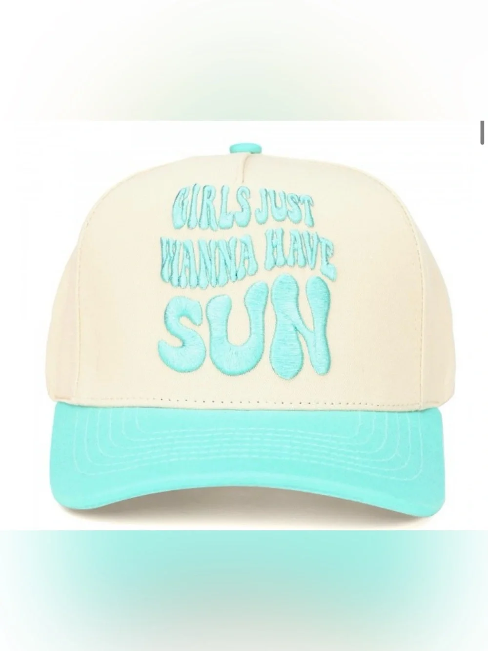 'Girls Just Wanna Have Sun' Aqua & Cream C.C. Trucker Cap